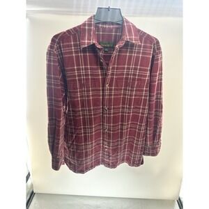 Timberland Shirt Long Sleeve Button Up‎ Plaid Burgundy Size Men's XS 100% Cotton